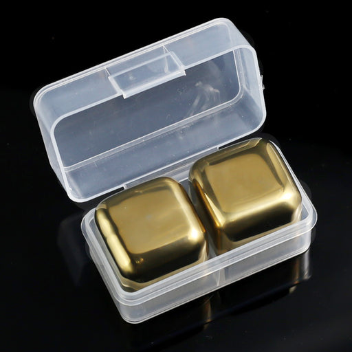 304 stainless stone cube for wine 2 pack gold