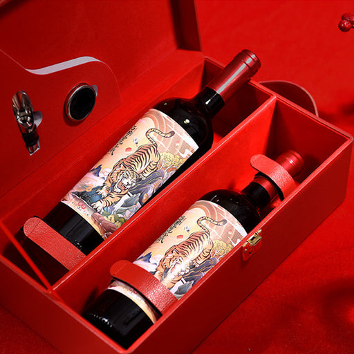 leather red wine box