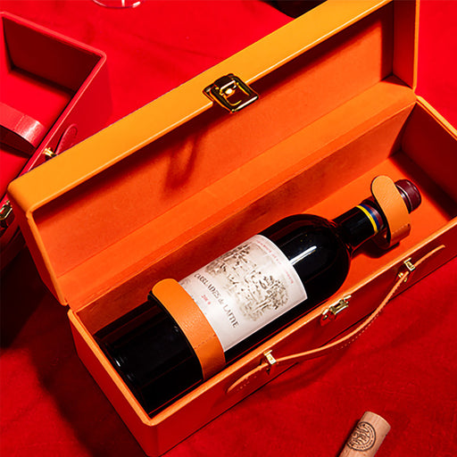 singe wine box orange leather