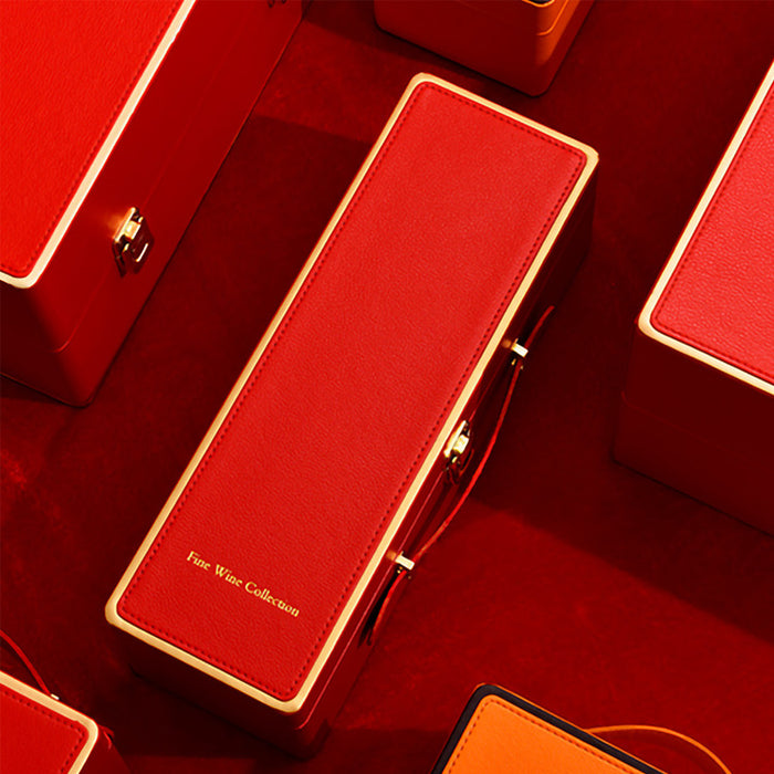 singe wine box red leather